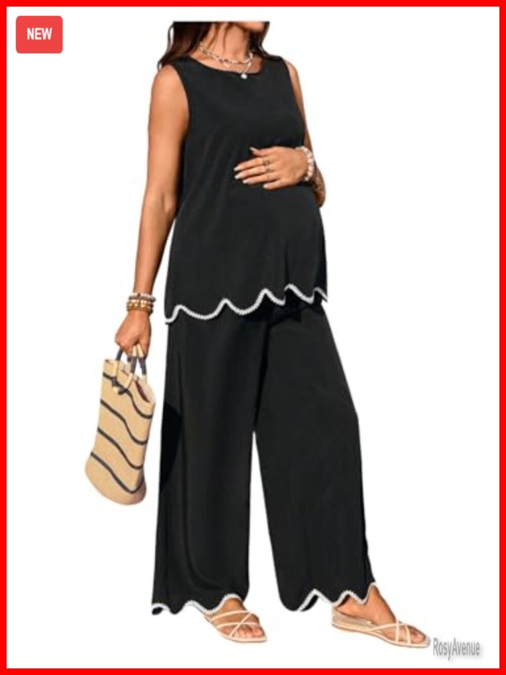 Women's Maternity 2 Piece Lounge Set Sleeveless Tank Wide Leg Pant